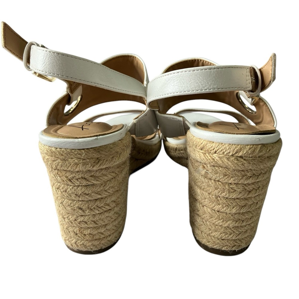 Abella True Comfort Taya Wedge Sandal Size 7 Espadrille Heel Gold Hardware - Picture 6 of 11